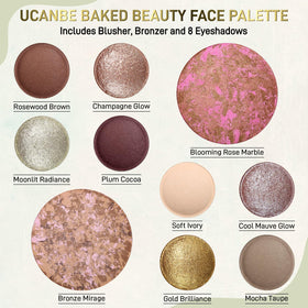 UCANBE open palette lid view revealing eight shades and face pans