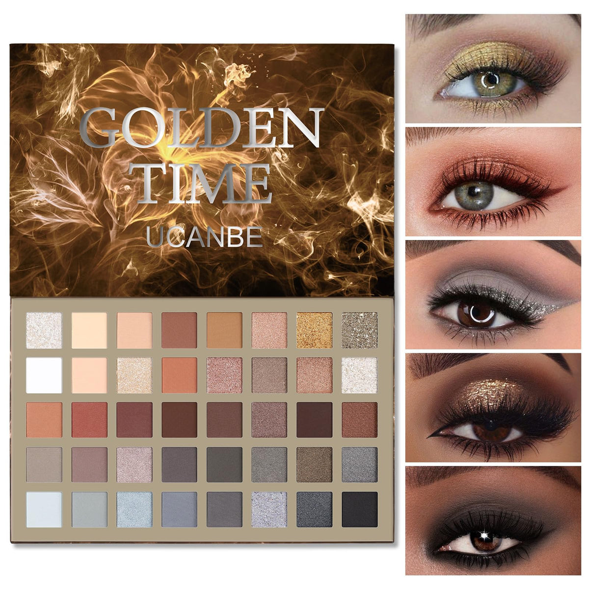 UCANBE palette front view showing 40 shades and organized layout for versatile looks