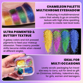 UCANBE close-up of pressed pigment texture highlighting creamy, blendable multichrome finish and shimmer