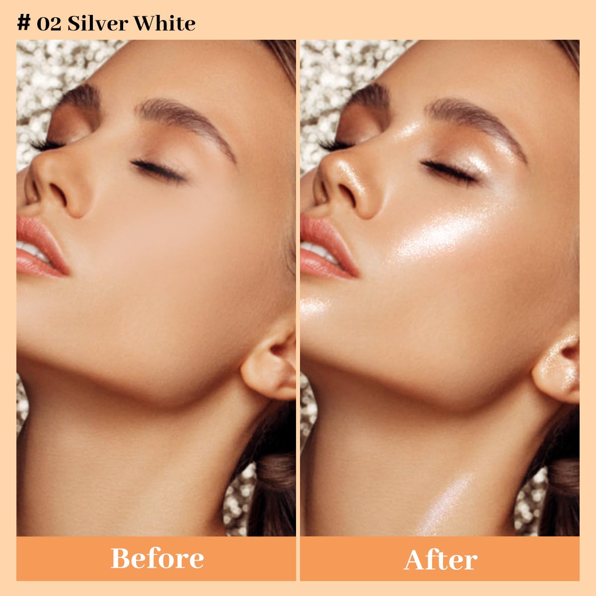 UCANBE Rose Gold on collarbone demonstrating body glow and reflective finish in lifestyle shot