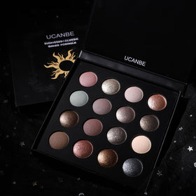 UCANBE close-up of baked shade pans highlighting pigmentation