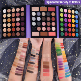 UCANBE close-up of matte and shimmer pans highlighting rich pigment