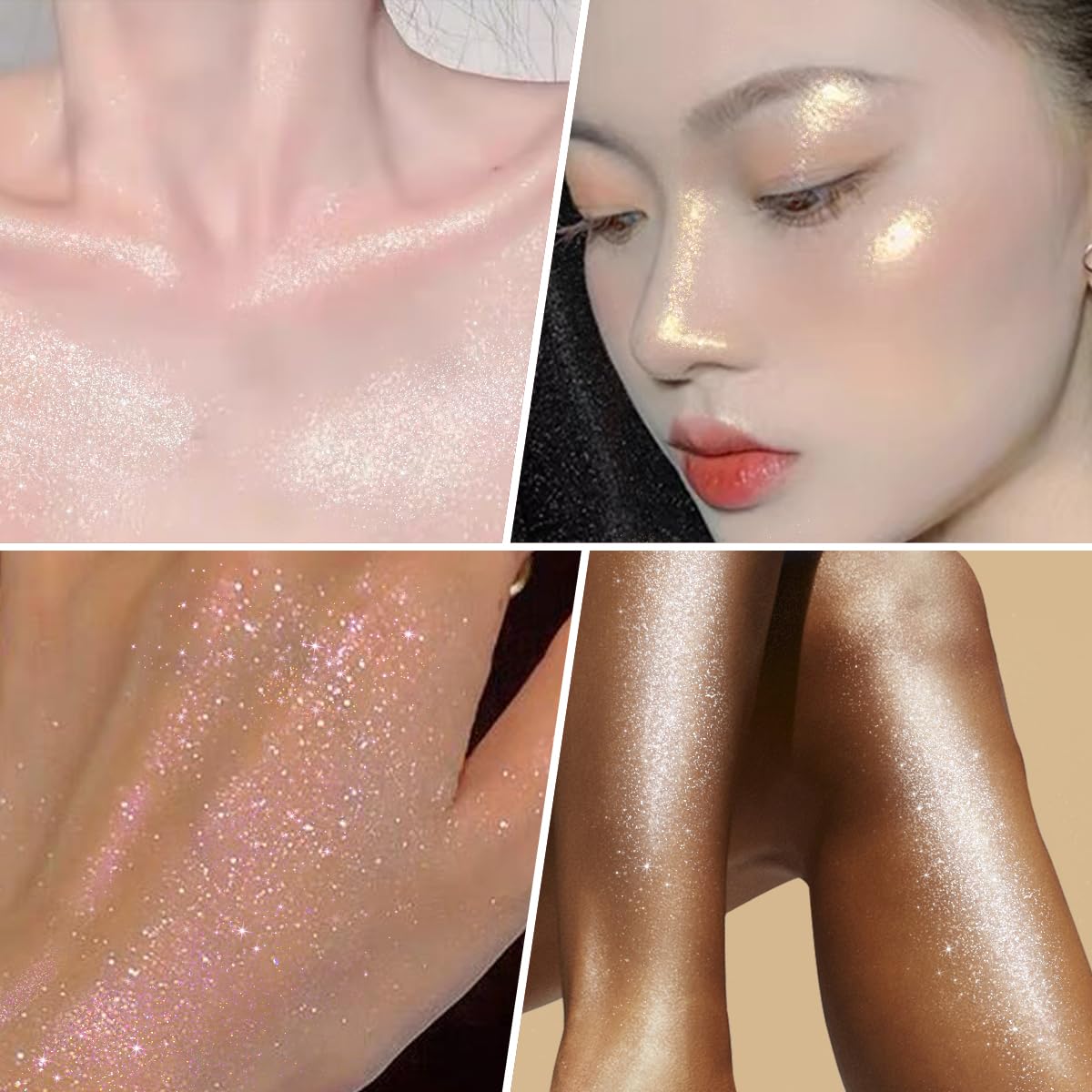 UCANBE Silver Fairy White applying to cheek for instant brightening and holographic highlight