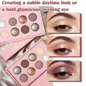 UCANBE size scale with hand illustrating compact travel-friendly palette convenience