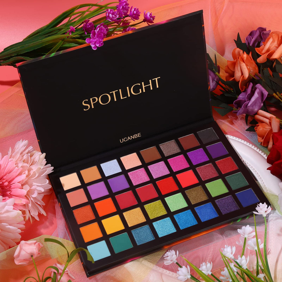 UCANBE palette used in evening glam look highlighting vibrant color