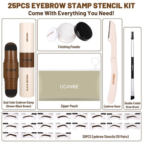UCANBE eyebrow stamp close-up demonstrating precise, even pigment application