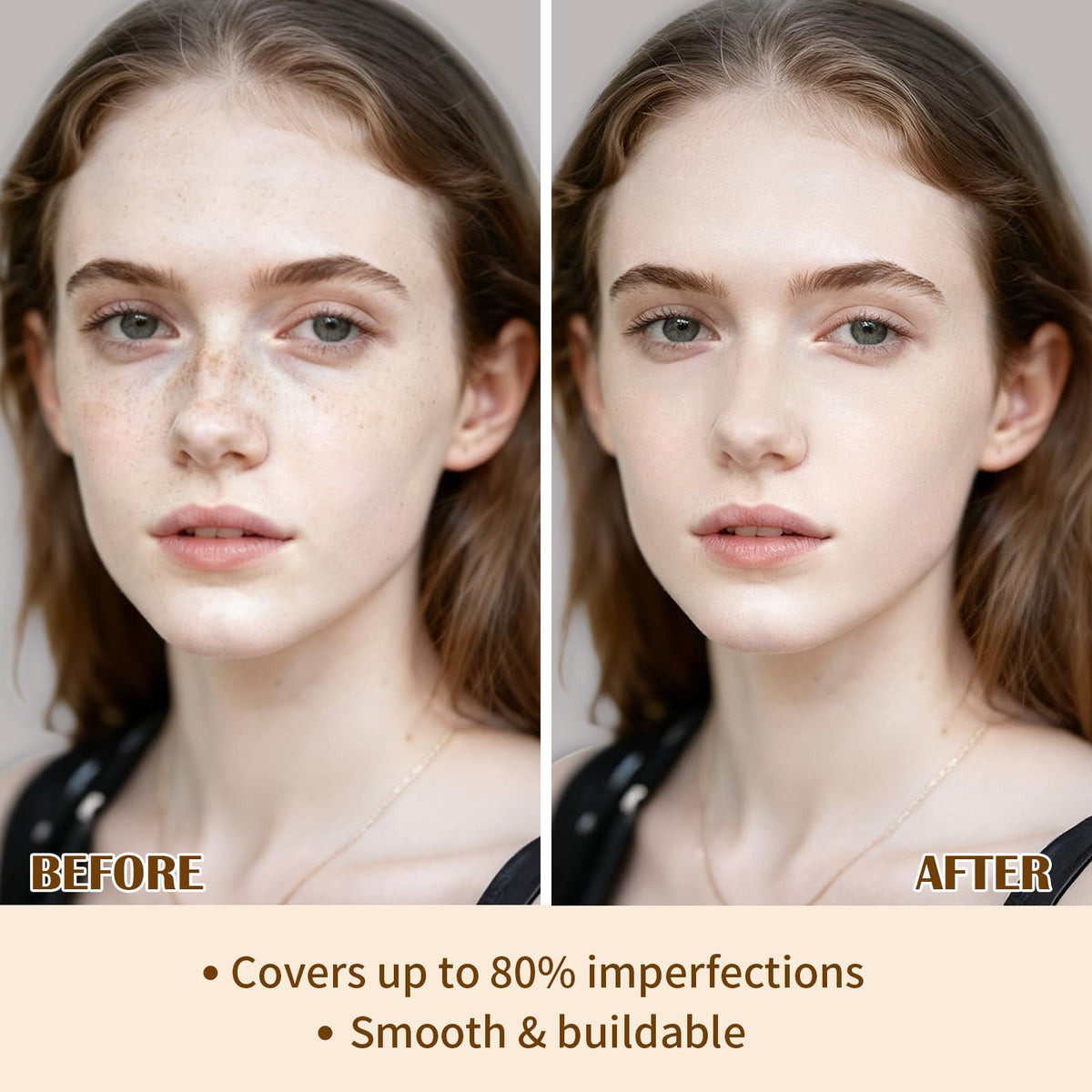 UCANBE texture close-up showing smooth, buildable foundation consistency