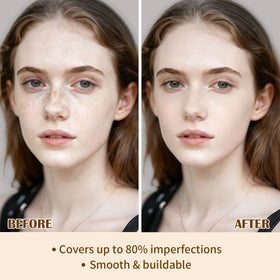 UCANBE texture close-up showing smooth, buildable foundation consistency