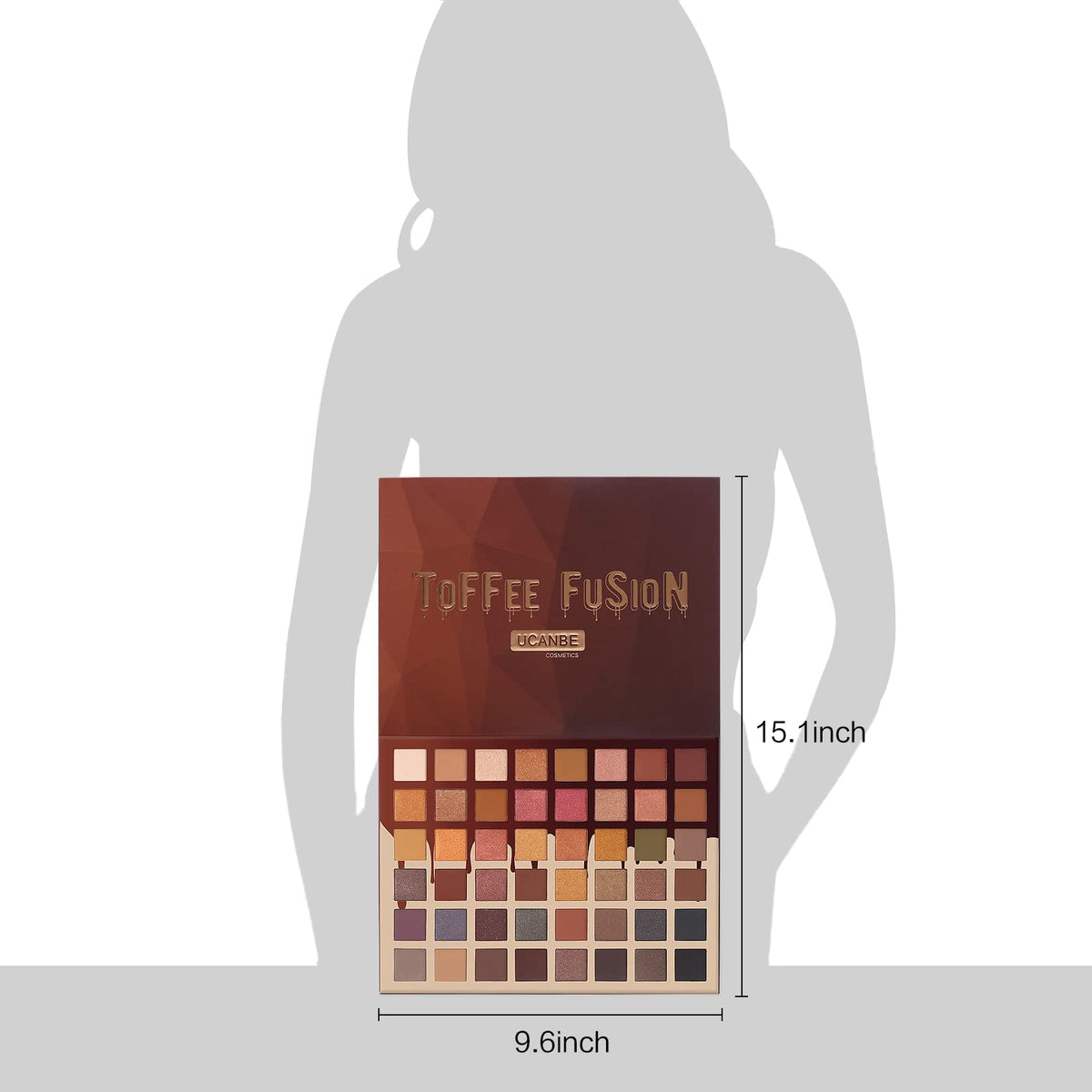 UCANBE palette next to a hand to show scale and portable size