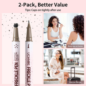 UCANBE pens inside makeup bag illustrating travel-friendly convenience