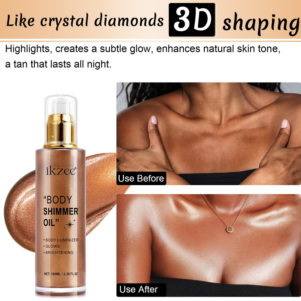 UCANBEMAKEUP shoulder highlight demonstrating bronze-gold glow