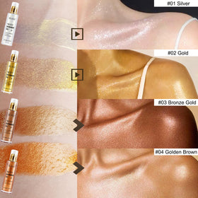 UCANBEMAKEUP applied on shoulders for highlighted glow and sculpting benefit