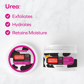 Udderly Smooth 8 oz jar next to hand for size and easy daily use