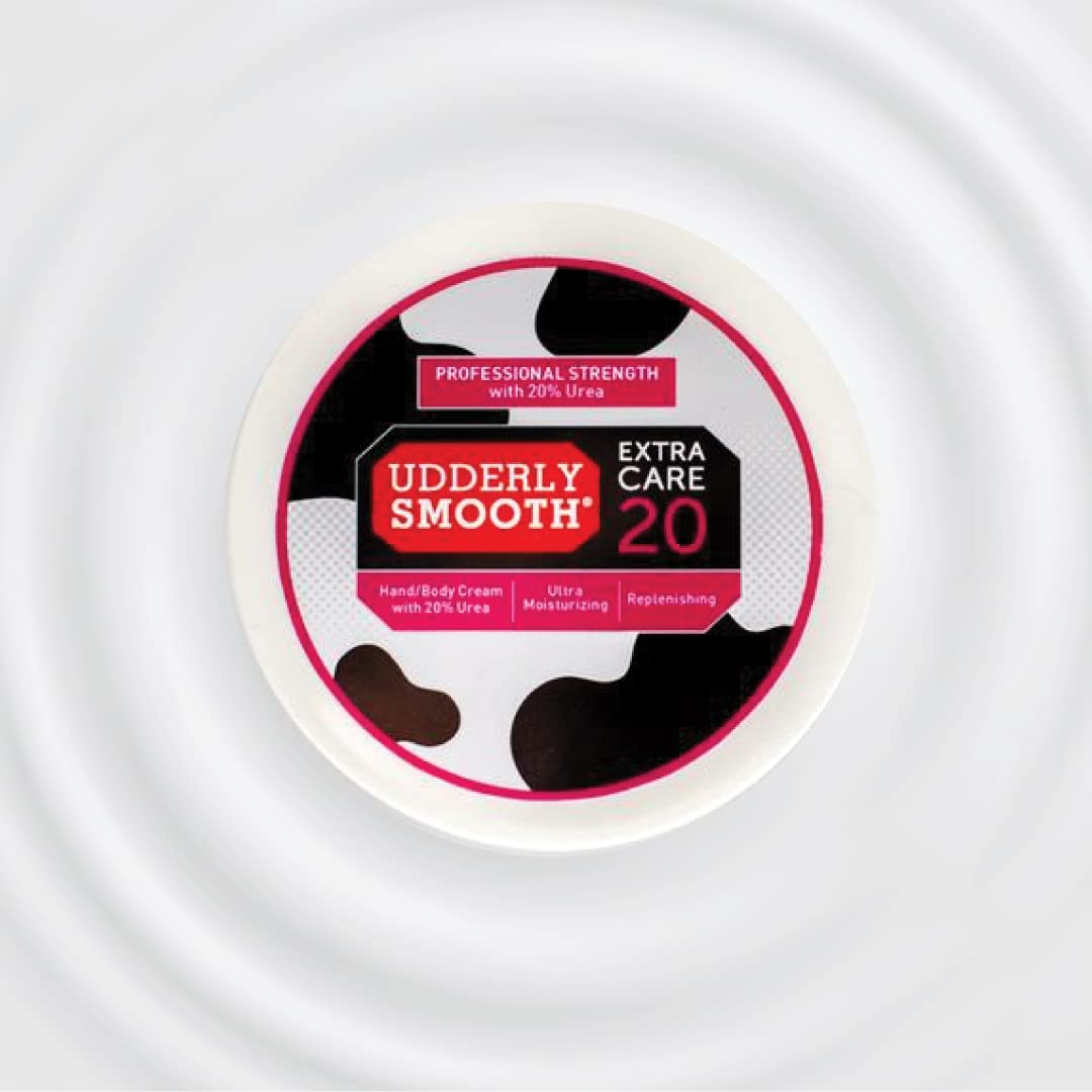Applying Udderly Smooth to hands to soothe and hydrate dry skin