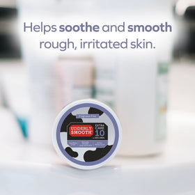Udderly Smooth applied to heel demonstrating softening effect