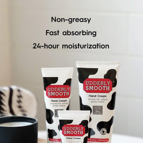 Udderly Smooth body cream applied to elbow to smooth and soften rough skin