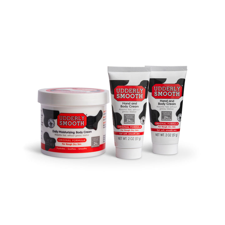 Udderly Smooth front packaging bundle showing both cream containers for easy hydration