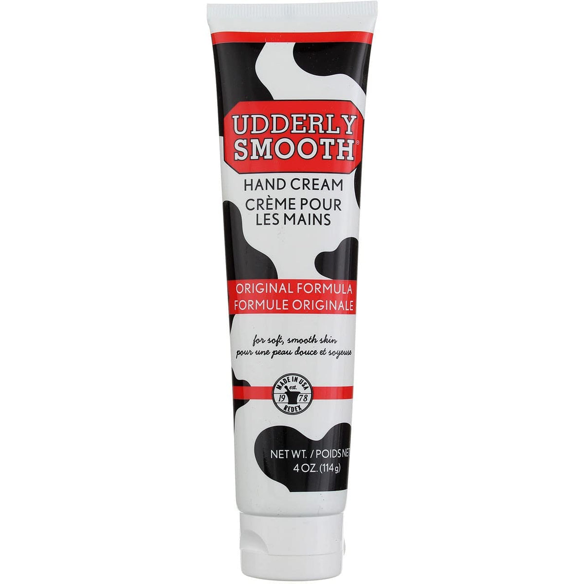Udderly Smooth front packaging showing tube and branding for quick identification