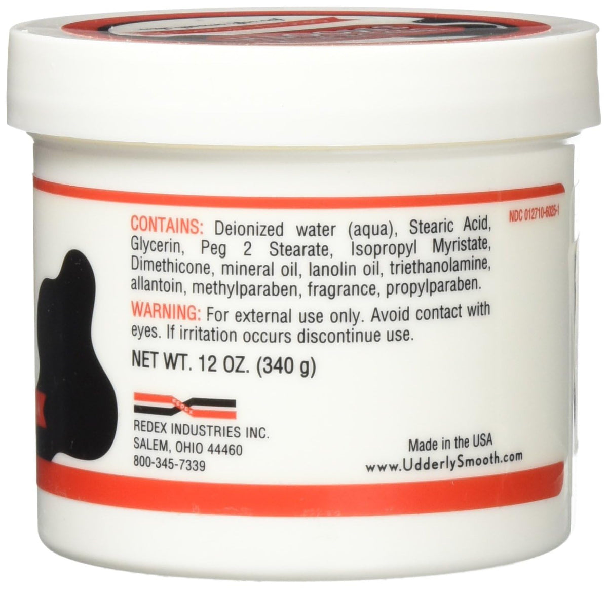 Udderly Smooth side label detail showing brand and non-staining benefit