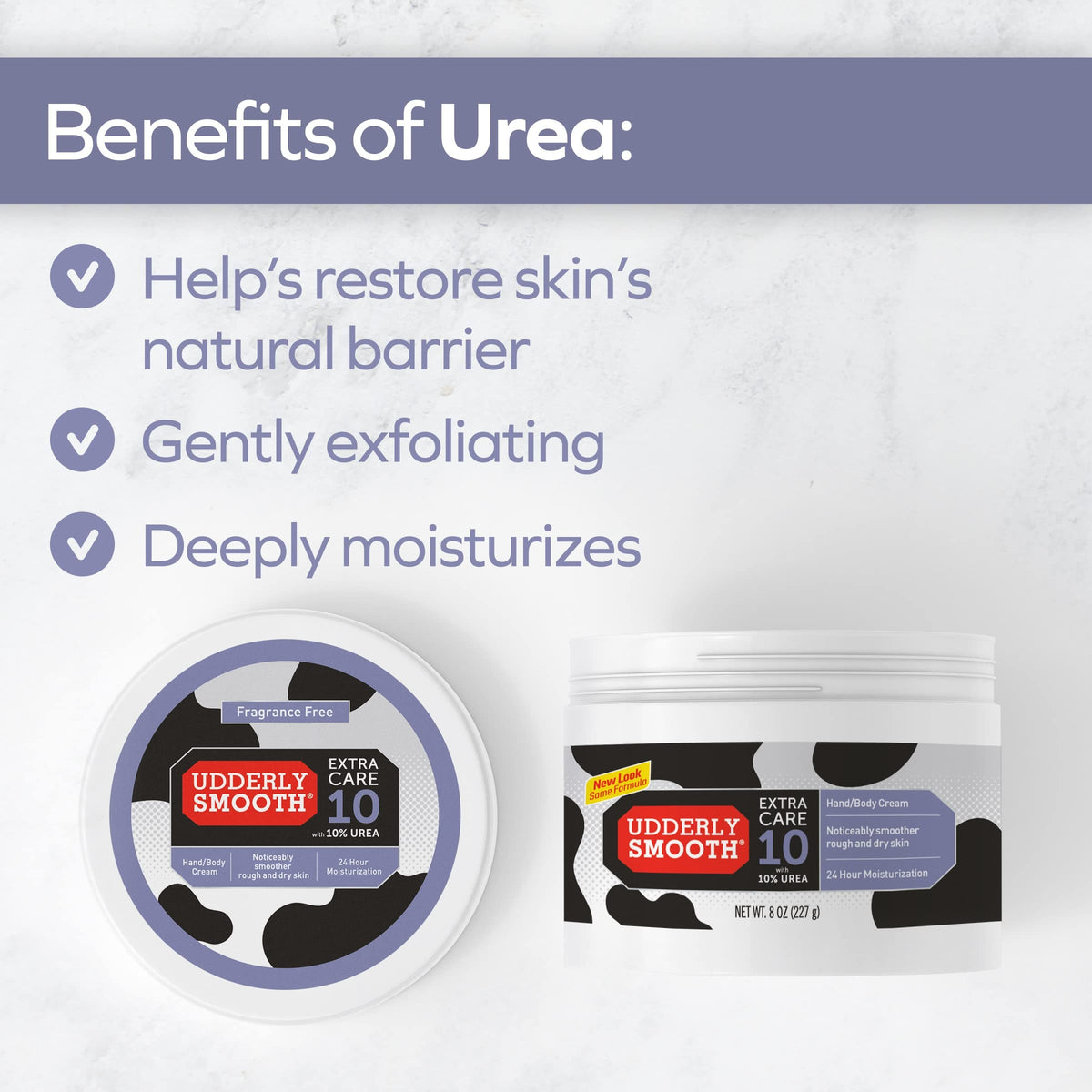 Udderly Smooth next to hand for accurate size and scale