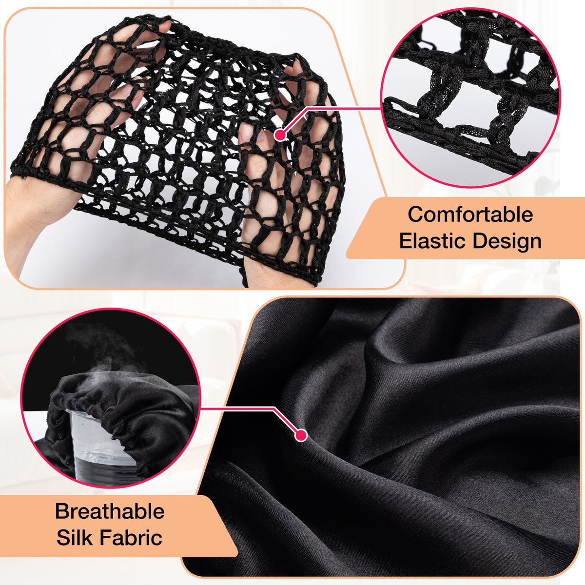 Udefineit bonnet containing braids to prevent frizz and preserve style