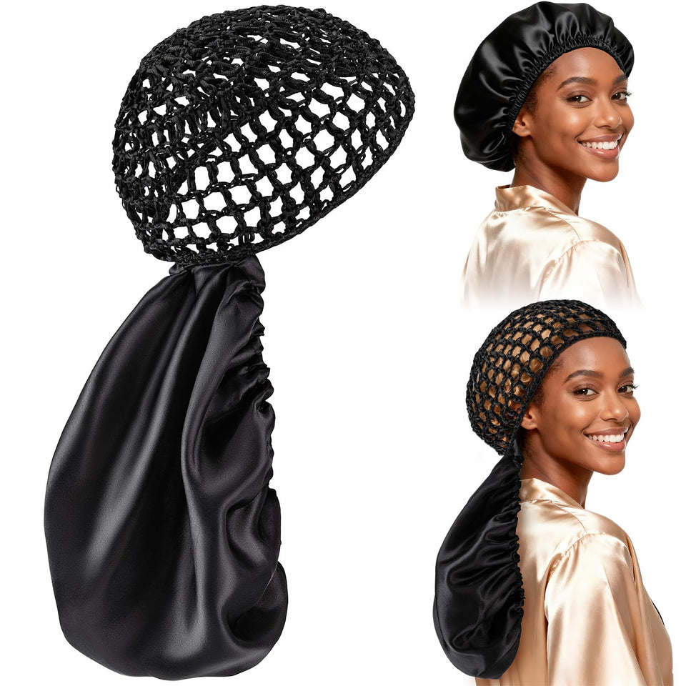 Udefineit front view of reversible wrap cap bonnet shows secure fit and neat style