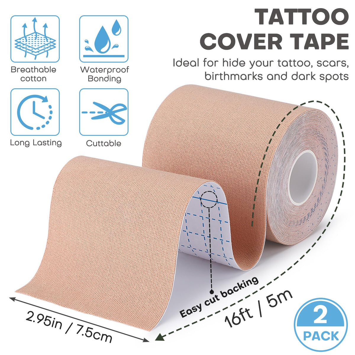 Udefineit unrolled tape showing full 3-inch width and easy trimability for custom fit
