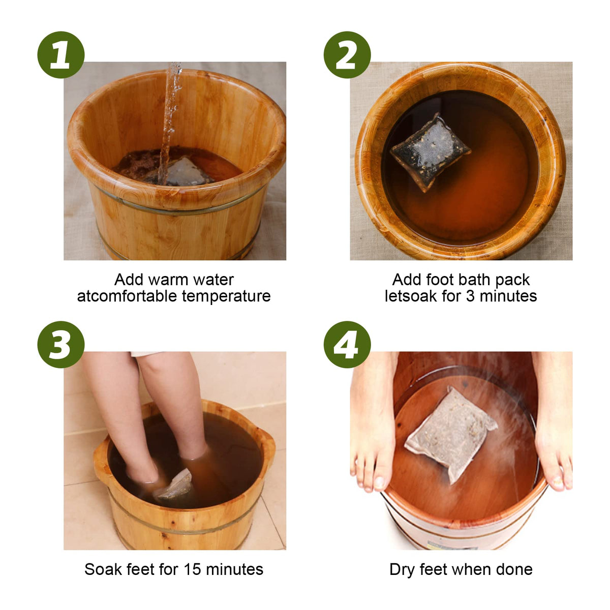 UDOIT sachet steeping in foot basin with relaxing warm water benefit of soothing
