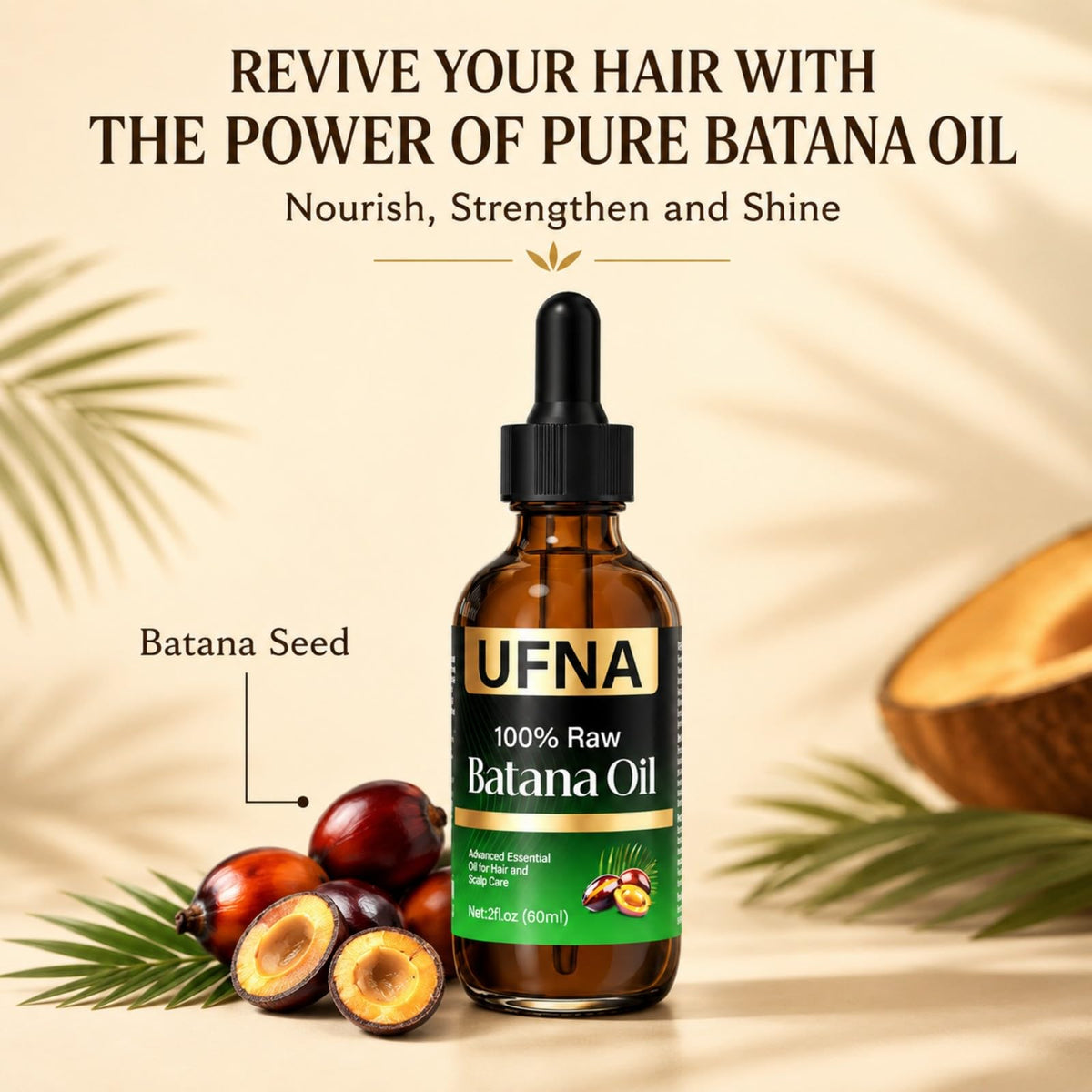 UFNA batana oil on bathroom shelf styled to show everyday hair care benefit