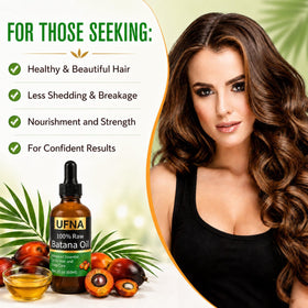 UFNA batana oil next to a ruler showing 60ml scale and travel-friendly size