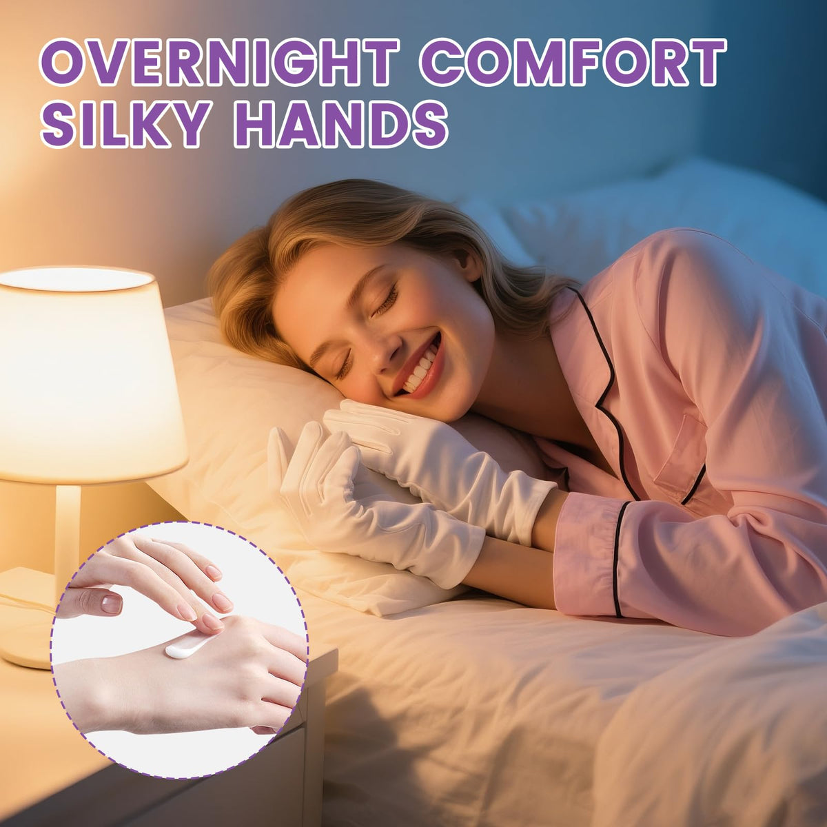 UGODAR hands wearing gloves while resting to lock in lotion overnight