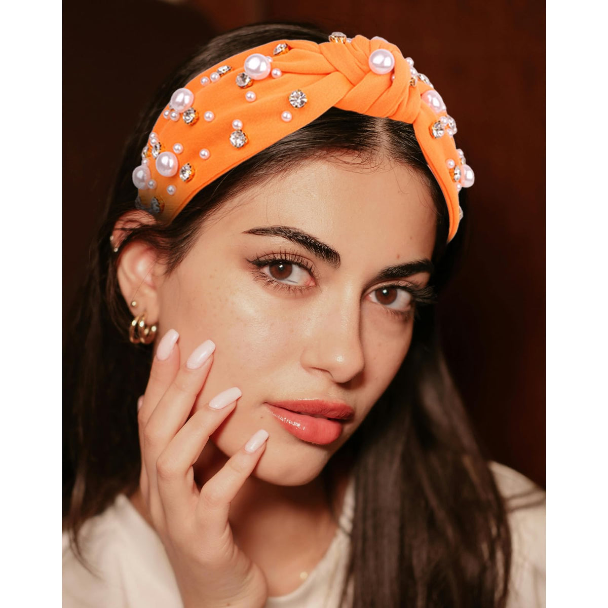 Uintoon headband styled with a curly updo showing secure hold and added elegance