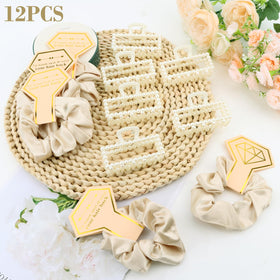 Uintoon lifestyle bridesmaids group wearing matching scrunchies and clips