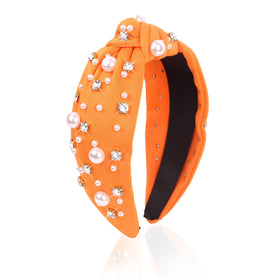 Uintoon orange headband front view showing color and overall style benefit of easy styling
