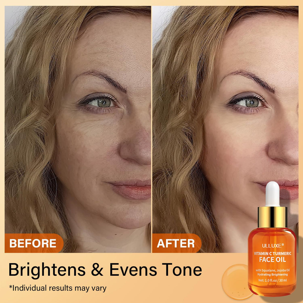 ulluxe oil absorbed on wrist before and after illustrating non-greasy finish