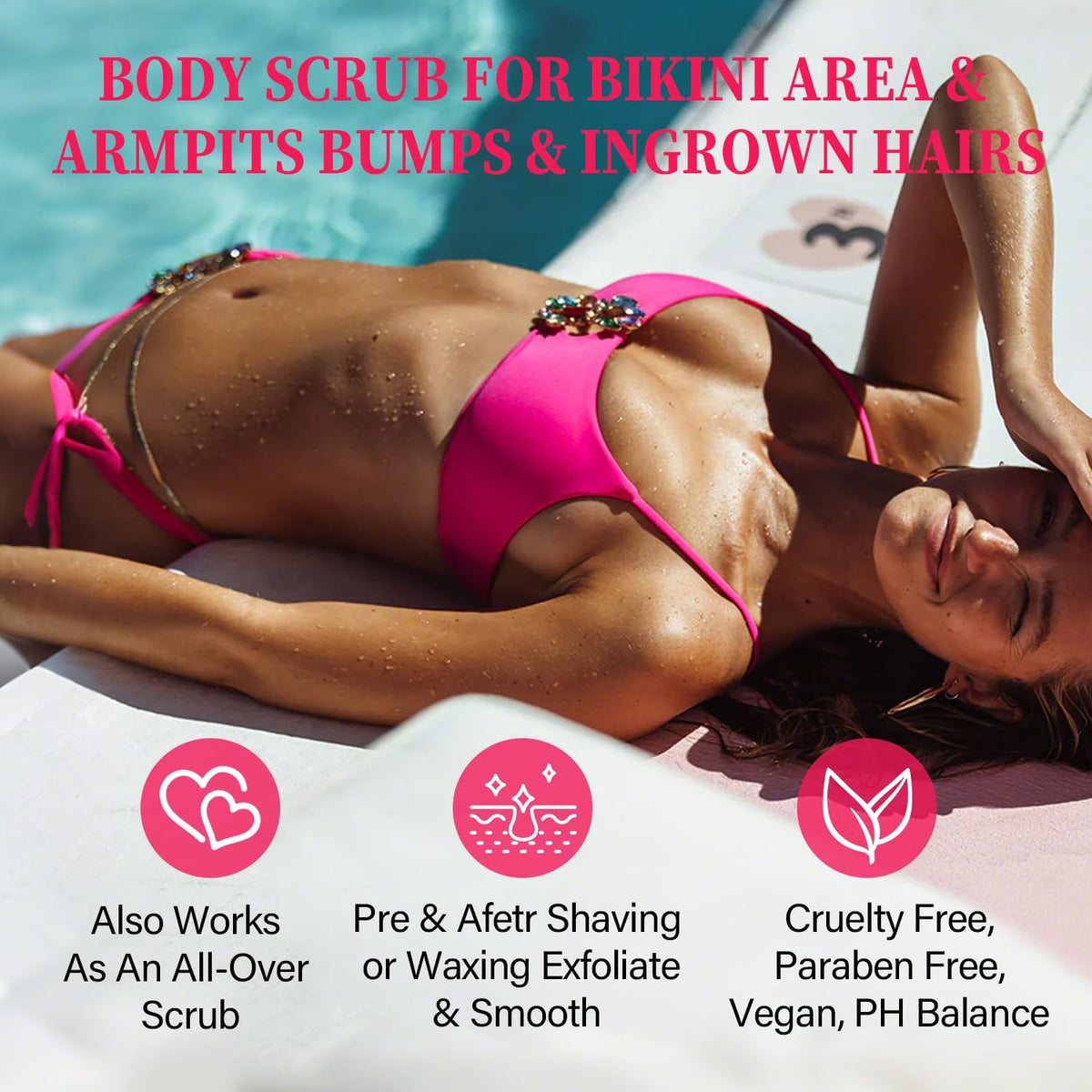 ulluxe applying scrub underarm to reduce bumps and soothe skin
