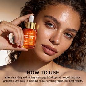 ulluxe oil in a bathroom scene conveying calming, at-home skincare ritual