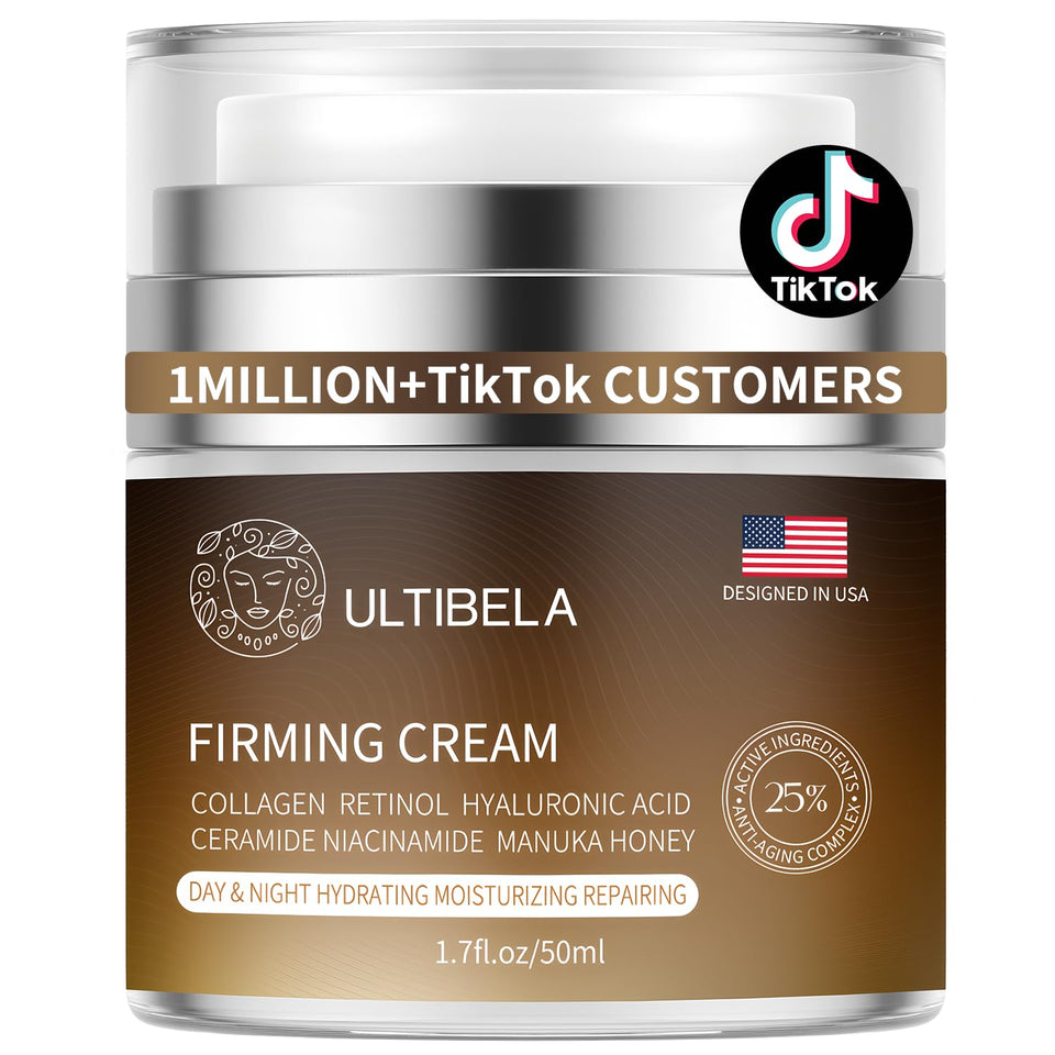 ULTIBELA front jar showing product and clear branding for firming benefit