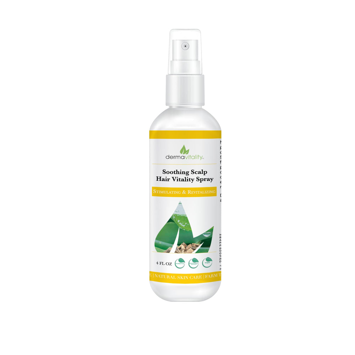 UltimateVitality front bottle view showing calming scalp spray benefit