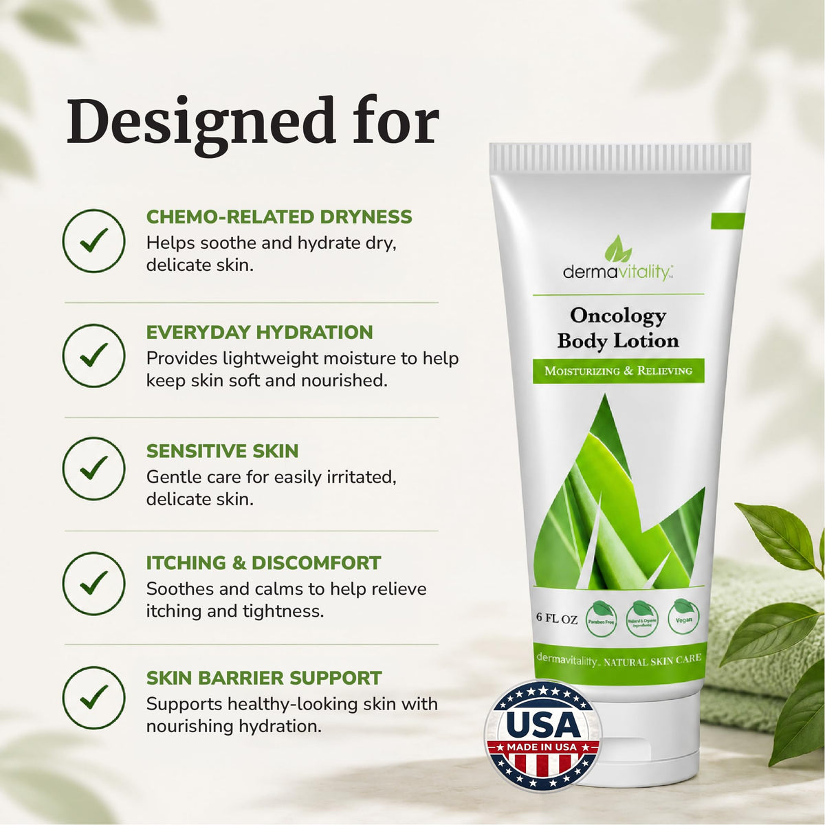 UltimateVitality ingredient flatlay with aloe and botanicals for soothing