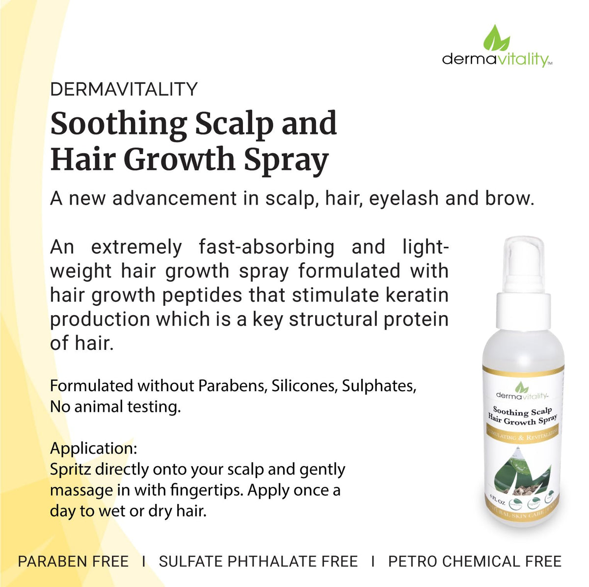 UltimateVitality mist on hair fibers illustrating lightweight thickening effect