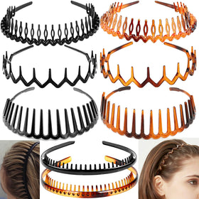 ULTIMUTE front view of eight headbands showing black and amber colors and neat pack presentation benefit secure styling