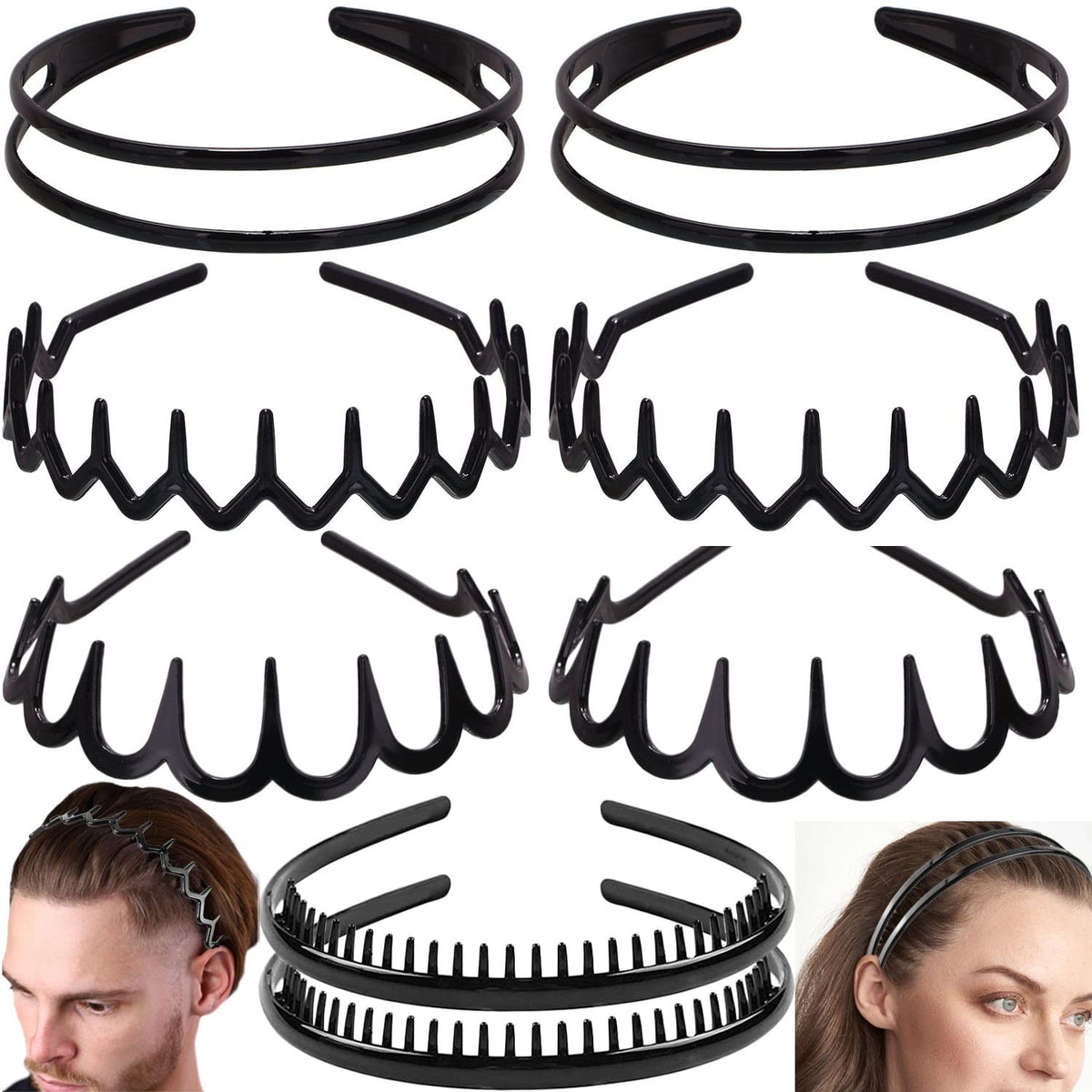 ULTIMUTE front view of eight black headbands showing neat packaging and value