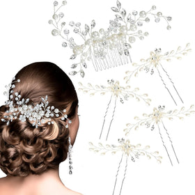 ULTIMUTE gold comb and pins front view showing elegant bridal shine and secure hold