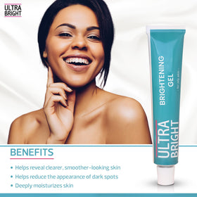 ULTRA BRIGHT ingredients label showing alpha arbutin and benefits