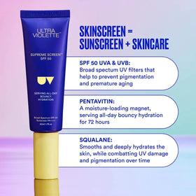 Ultra Violette applied on cheek to demonstrate smooth priming benefit