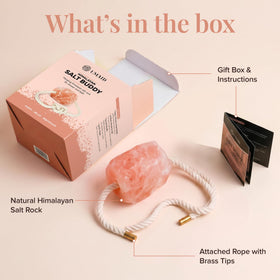UMAID Salt Buddy resting in bathtub bowl showing simple setup for soak sessions and convenience