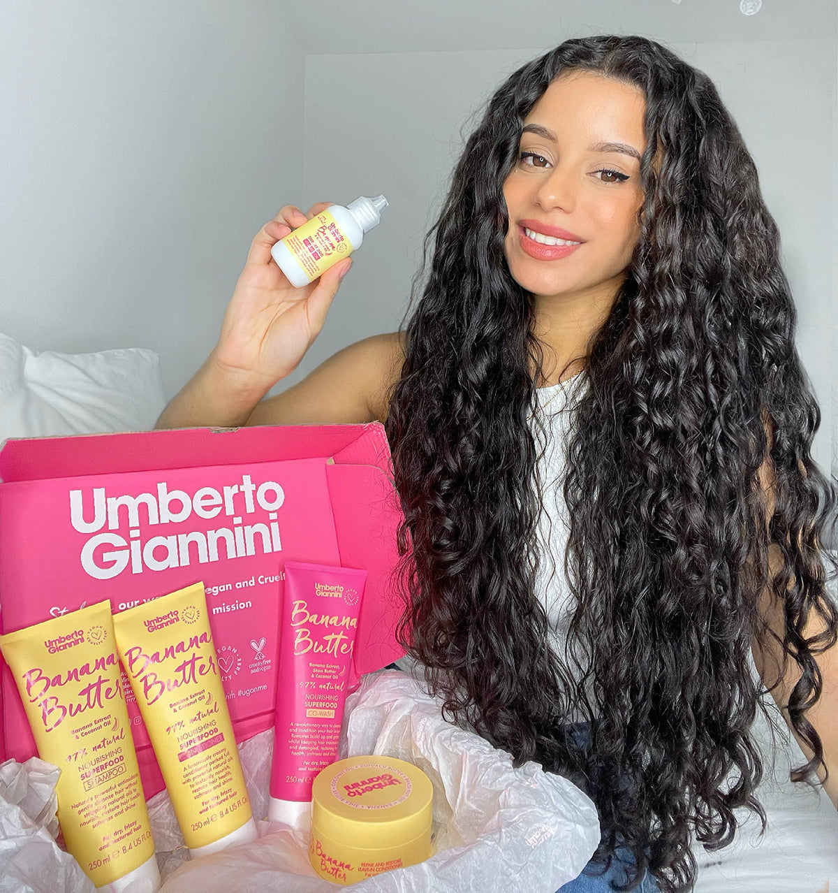 Umberto Giannini creamy banana butter texture close-up showing rich, spreadable formula