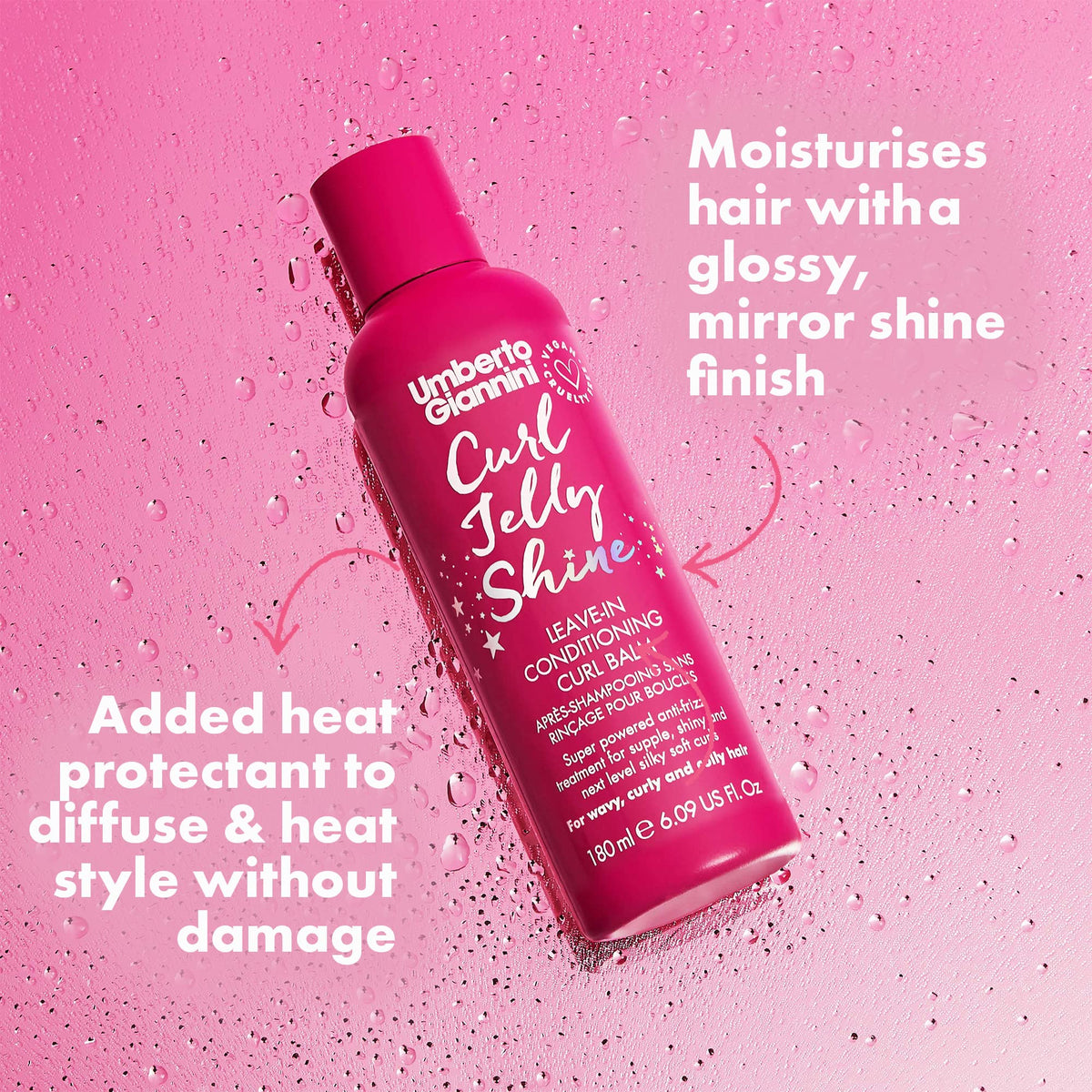 Umberto Giannini before and after curls showing reduced frizz and enhanced shine