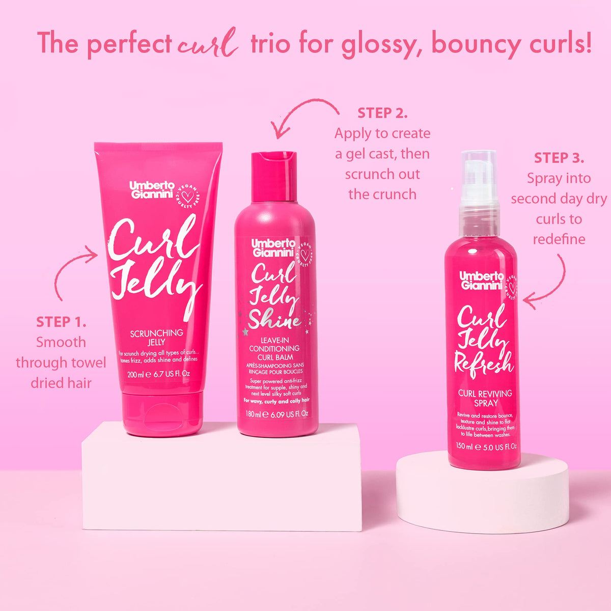 Umberto Giannini bottle on vanity suggesting daily styling routine convenience